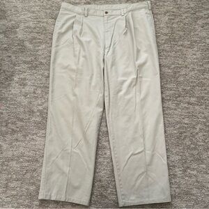 Vintage Duxbak Pants Men’s Size 40x30 Pleated Cotton Chino Khaki Slash Pocket
